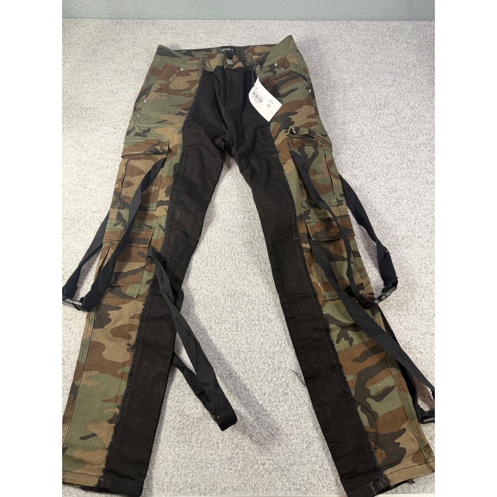 Cooper 9 Los Angeles Hybrid Denim Cargo Pants Camo Black Mens 32 Tactical Straps